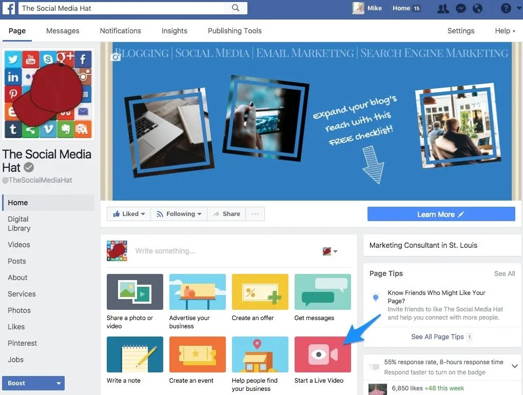 Facebook Live Video Page Desktop